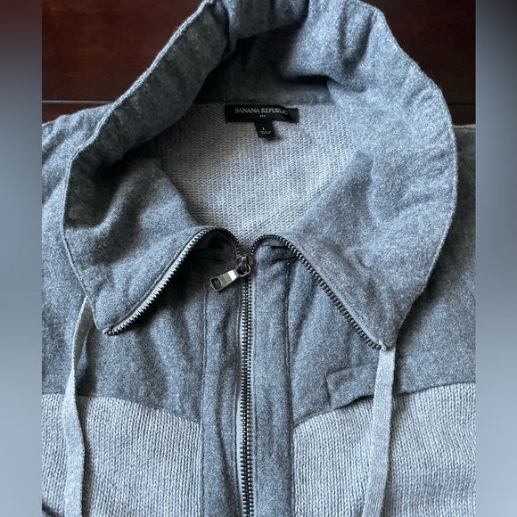 Men’s Banana Republic zip up sweater jacket, gray size large - Picture 3 of 6